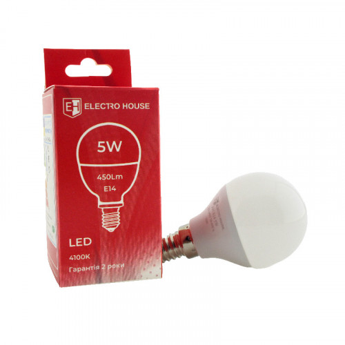 LED лампа шар E14 5 Вт 4100К