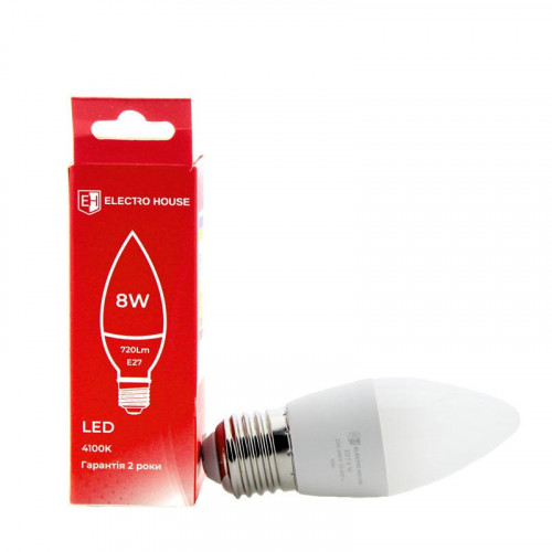 LED лампа свеча E27 8 Вт 4100К